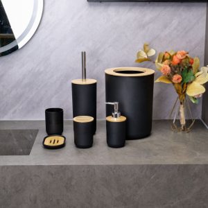 Wood Bathroom Accessories Set
