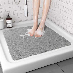 Loofah Foam Super Absorbent PVC Bath Mat with Massage Scraper 60*60cm