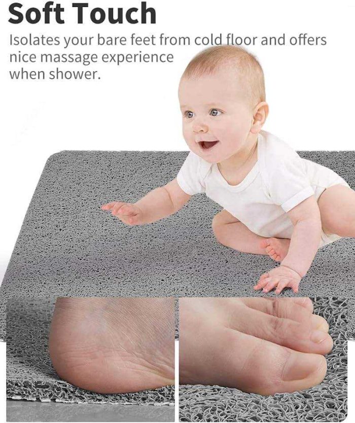 Loofah Foam Super Absorbent PVC Bath Mat with Massage Scraper 60*60cm 01