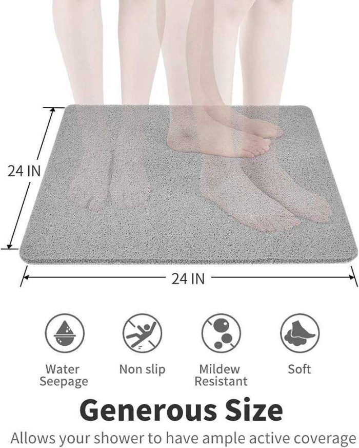Loofah Foam Super Absorbent PVC Bath Mat with Massage Scraper 60*60cm 04