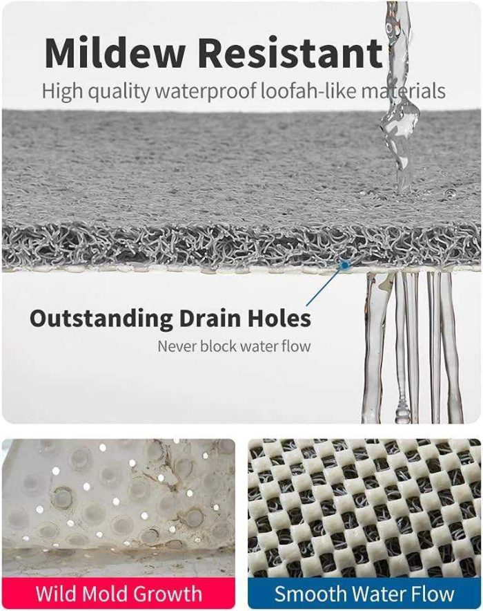 Loofah Foam Super Absorbent PVC Bath Mat with Massage Scraper 60*60cm 05